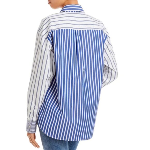 ALEXANDER WANG BOYFRIEND WOMENS COLORBLOCK COLLARED BUTTON-DOWN TOP - Picture 3 of 4